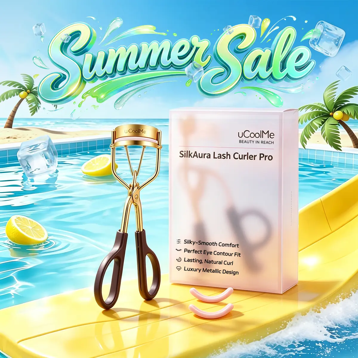 Silicone Lash Curler for a Long-Lasting Enhanced Curl, Luxury Metallic Beauty Tool with a Perfect Eye Contour Fit for Daily Care, Lasting Curl