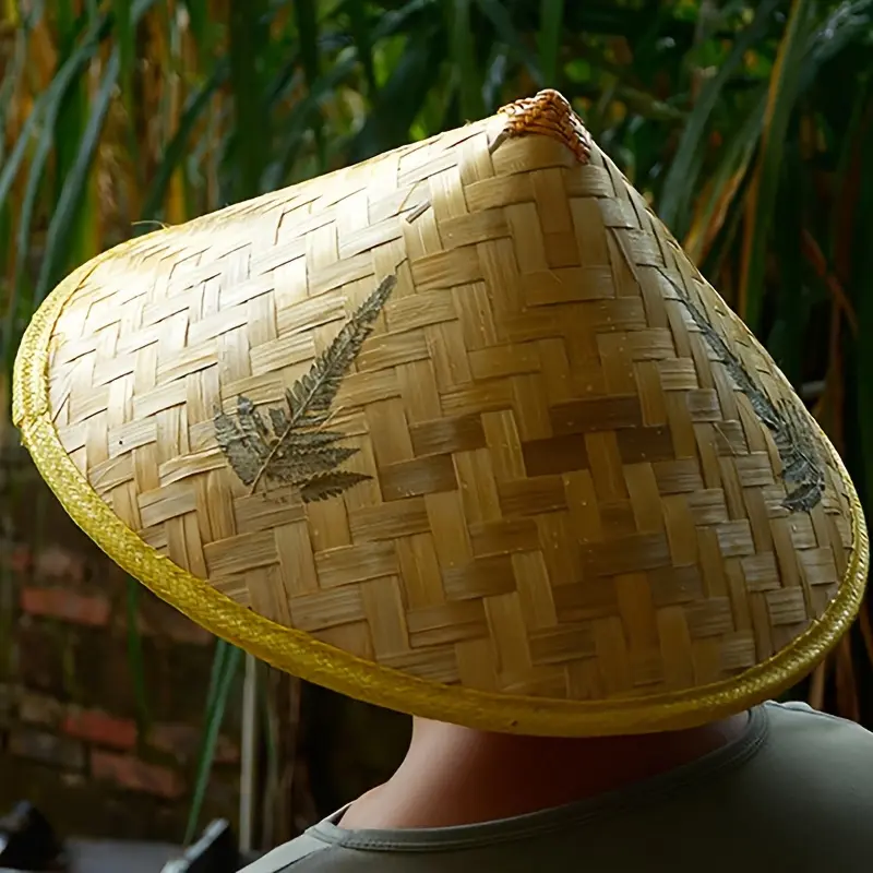Unisex Adult Chinese Retro Handmade Woven Bamboo Rattan Bucket Hat - UV Protection Tapered Fishing Hat, Travel Accessory, Handmade Woven Hats