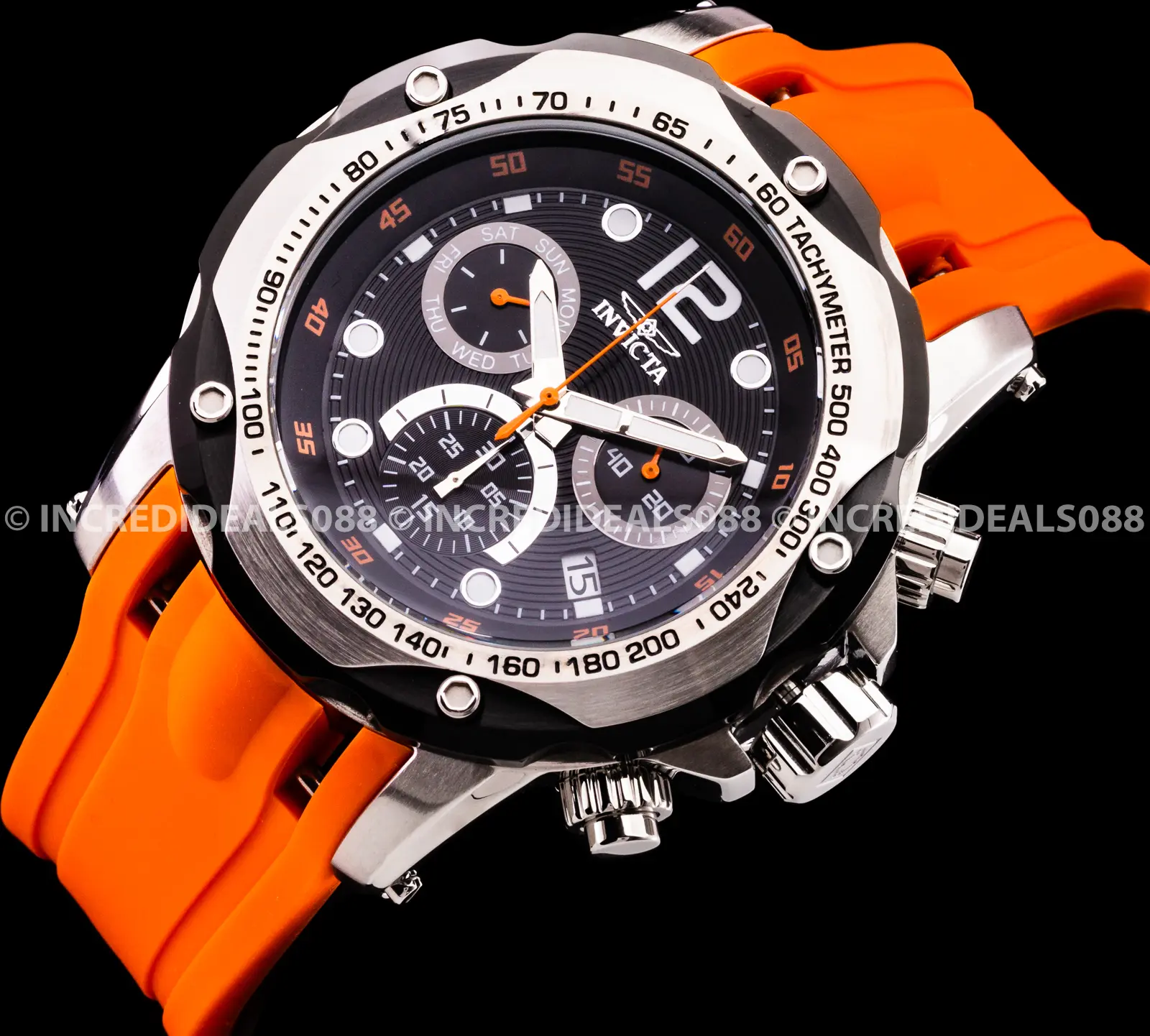 BRAND NEW Invicta Men 51mm Speedway Swiss Made Ronda Z60 Chronograph Stainless Steel BLACK DIAL Watch !!