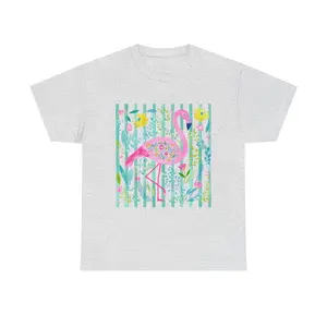 Flamingo Summer Tshirt, Heavy Cotton, Summer, Woman,