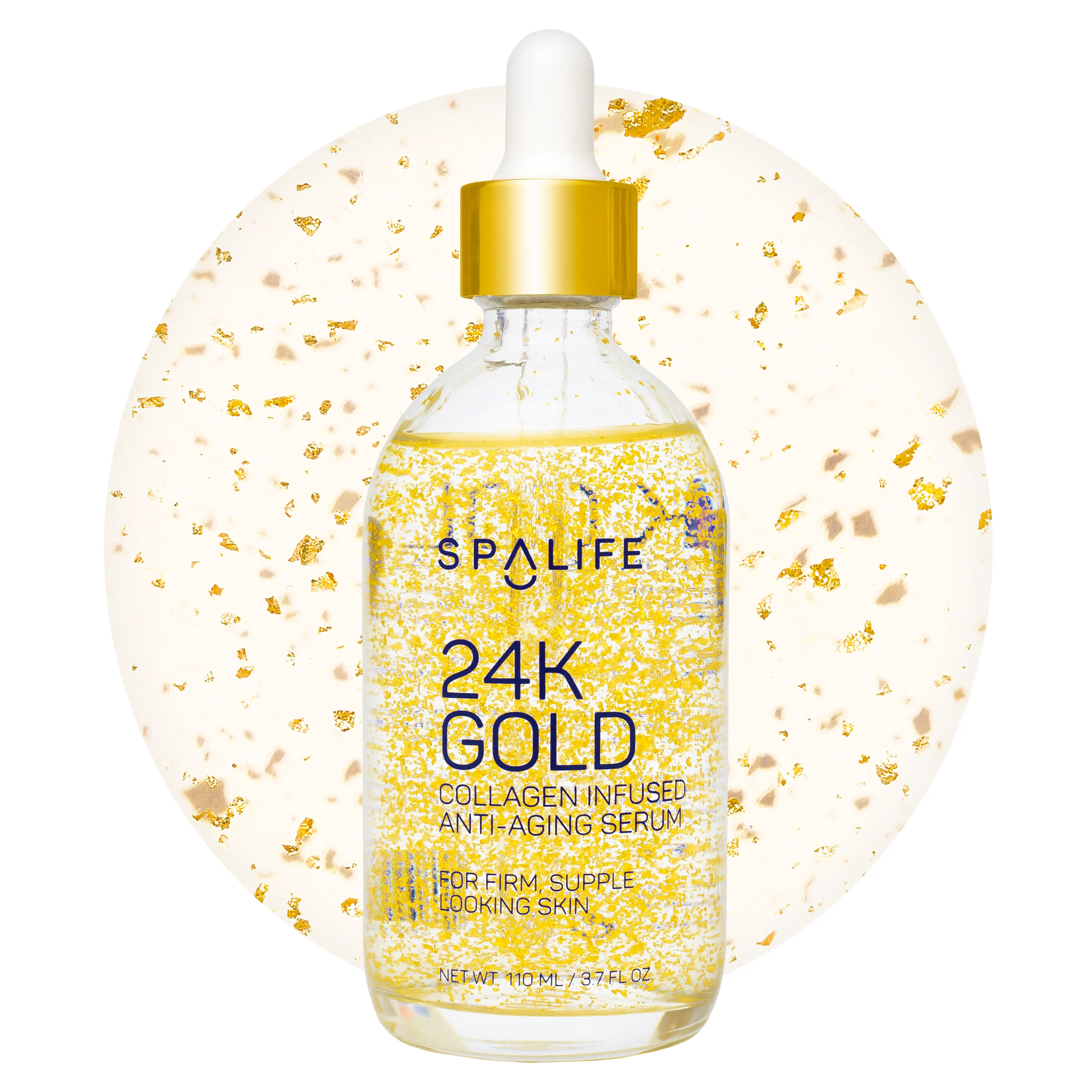 SpaLife Beauty 24K Gold Anti-Aging Korean Glass Skin Face Serum for Fine Lines & Wrinkles | Hyaluronic Acid, Collagen & Real Gold Flakes | Hydrating, Firming & Radiance Boosting