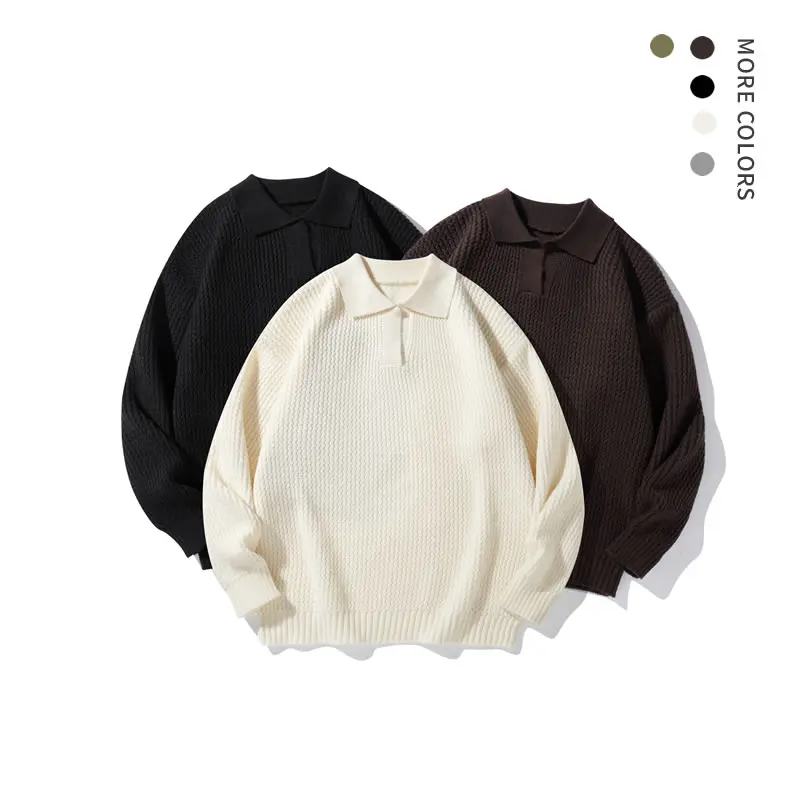 Men's Casual V-Neck Knitwear Sweater, Plain Long-Sleeve Lightweight Top, Preppy Polyester Fashion Apparel, Gifts for Him, Hand Wash Only, Spring