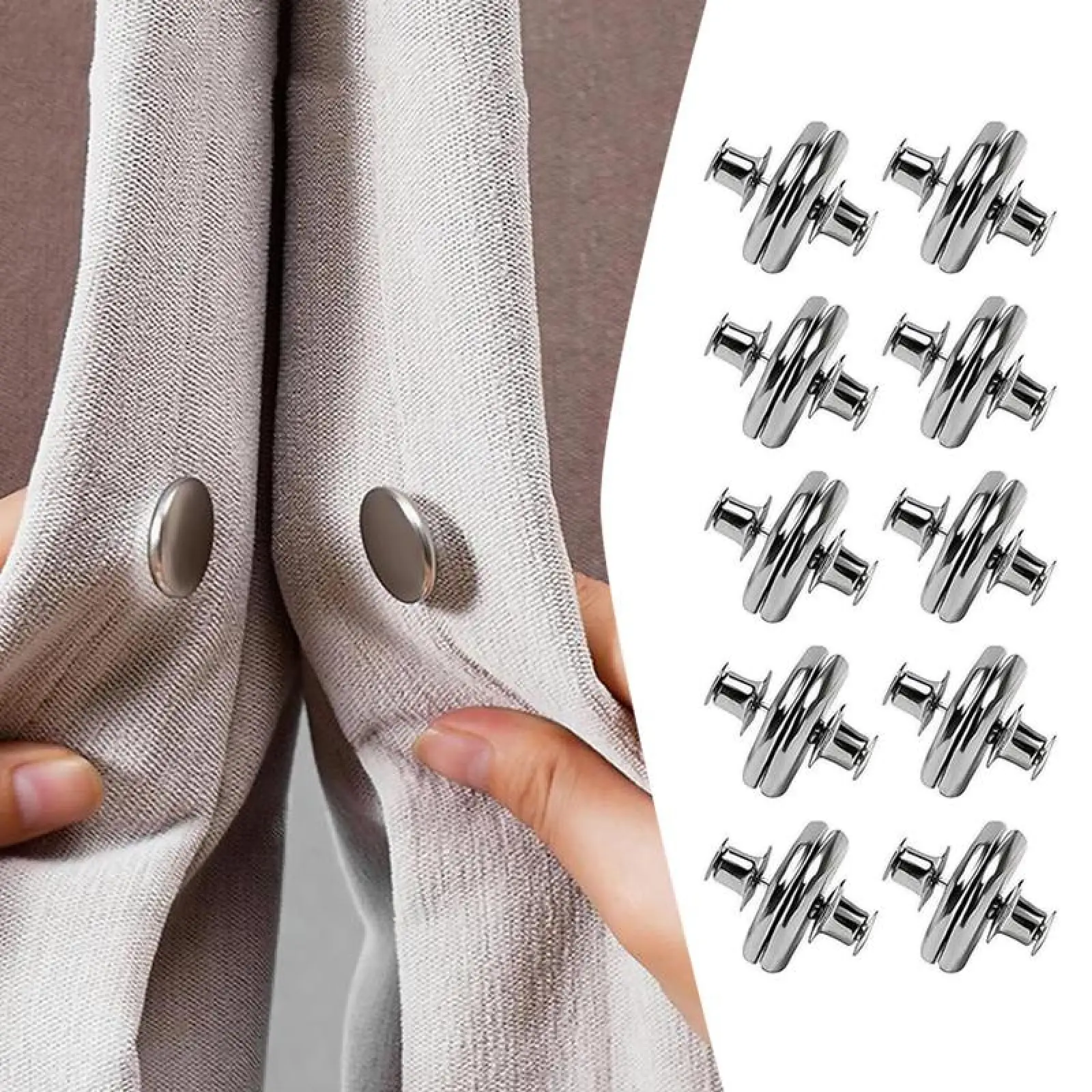 10 Pairs/Set Magnetic Curtain Buckle,Magnetic Curtain Clips Prevent Light Leaking,Keep Curtain Closed for Home Bedroom Bathroom Office Draperies.
