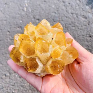 Raw Natural Citrine Quartz Cluster, Yellow Phantom Point Geode Specimen for Home Decor, Collectibles, Graduation Gift for Girls & Friends