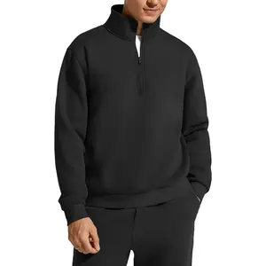 Men's Zip Pullover Fleece Lined Sweatshirts Half Zip Cotton Stand Collar Fashion Hoodies Winter