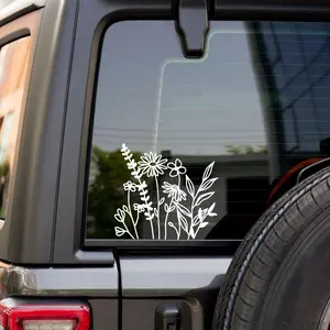 Flower Pattern Car Sticker, 1 Count Car Window Decal Sticker, Car Exterior Decoration Accessories for Women, Universal Car Accessories, Car Decals, Car Decorative Sticker, Car Vehicle Decoration