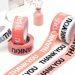 1pc Cute Packing Tape, Colorful Printing Shipping Tape, Carton Decorative Tape For Sealing Boxes, Thank You - Pink, 1.77" X 110 Yd, Sticky Adhesive