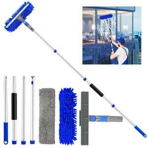 3 in 1 Long Handle Window Cleaner Tool, 1 Set Versatile Dual-sided Glass Wiper, Household Cleaning Tool for Window, Glass, Mirror, Window Cleaning Scraper, Window Cleaning Kit, Cleaning Supplies, Window Cleaning Accessories