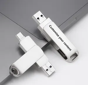Customized USB flash drive, compatible with both mobile phones and computers, 3.1 interface, large capacity, metal, 64GB, 128GB.