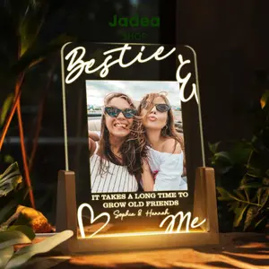 Personalized Bestie And Me LED Night Light, Custom Photo Best Friend Night Light, Best Friend Gift, Friendship Light Up Sign, Sister Gift