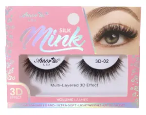 Amorus 3D Multilayered Silk Mink Lashes Style 3D-02 for Longer, Fuller Eyelashes