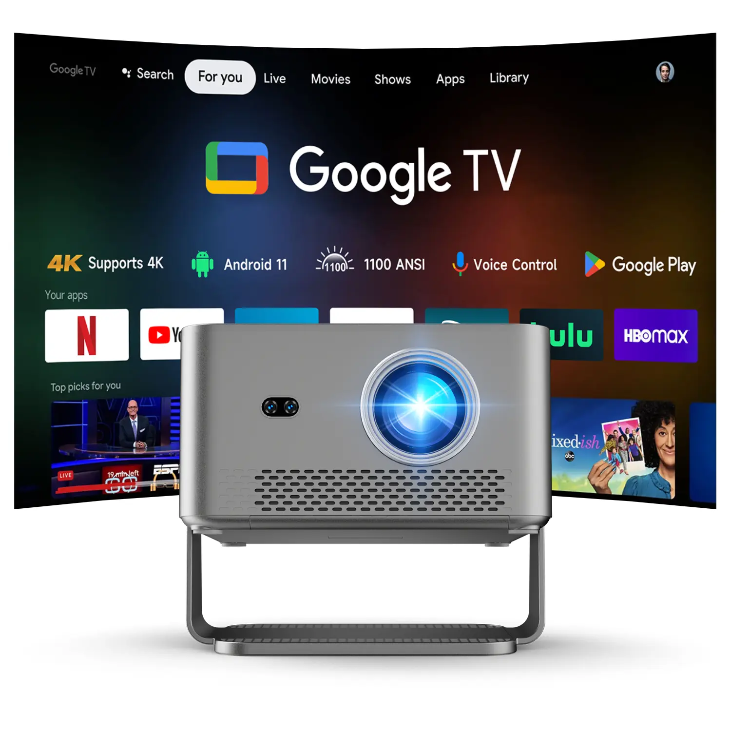 HY450GT 1100ANSI Projector Auto Focus 4K Decoding Built-in 15W HFl speaker Native 1080P HDR10 WIFI5+BT5.0 Smart Home Cinema #SummerWins #DealsForYouDays