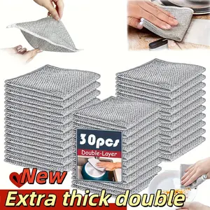 10/30 Counts Multi-Purpose Dish Wash Extra Thick Double-Layer Scrubbers for Kitchen Cleaning - 30pcs Double Layer Design for Effective Home & Kitchen Use