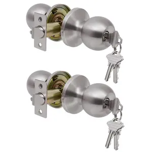 Door Knobs with Lock and Key,Ball Stainless Steel Keyed Door Lock,for Privacy Bedroom/Bathroom