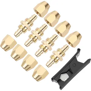 4 count Solid Brass  Fittings For 1/4-Inch ID PU Polyurethane Hose, Air Hose Splicer End Repair Fittings
