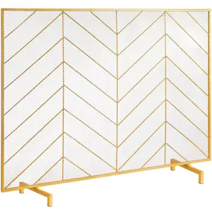 【Summervibes】VEVOR Fireplace Screen Single Panel,  , Sturdy Iron Mesh Fireplace Screen, 38.6"(L) x29.8"(H) Spark Guard Cover, Simple Installation, Free Standing Fire Fence Grate for Living Room Home Decor Modern