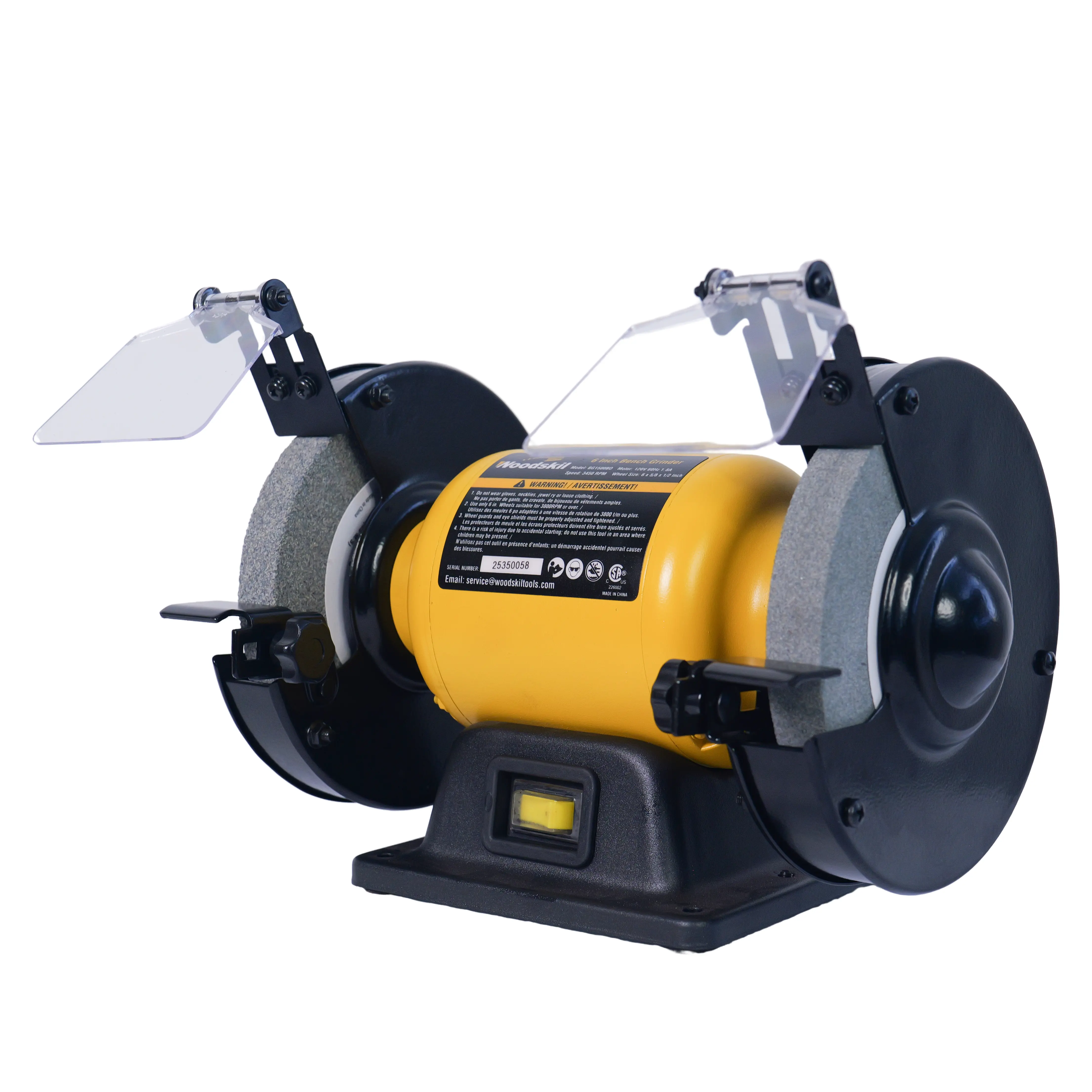 【Summerfinds】Woodskil 6-Inch Heavy-Duty High-Speed Bench Grinder - 120V Hardware Tools with Dual-Grit Thin Wheel Design for Quick and Efficient Work, Professional/DIY Workshop, BG1500BD, Drills Compatible, 2 Years