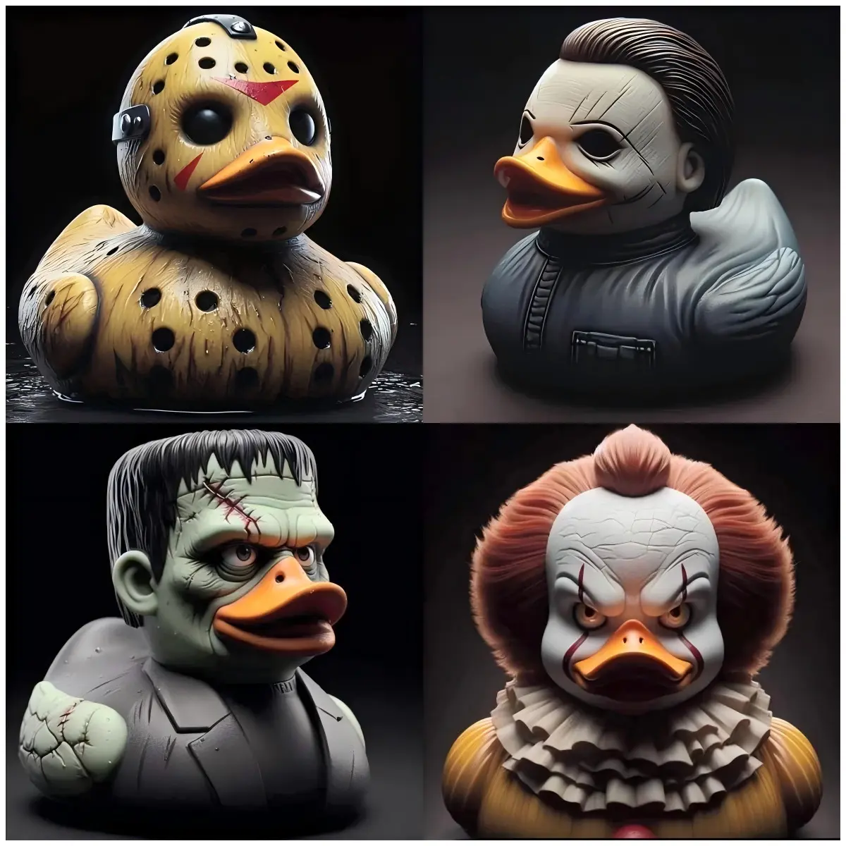 Resin Ducks - Classic Horror Movie Character & Cowboy Duck Figurine, Spooky Resin Statue, Home Decor for Halloween Parties, Collectible Ornament for Figurine Collectors, A Cowboy Duck