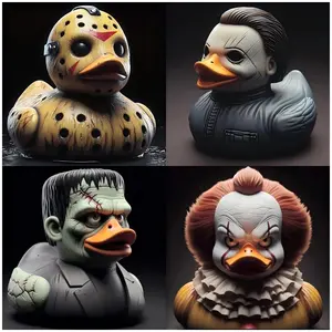 Resin Ducks - Classic Horror Movie Character & Cowboy Duck Figurine, Spooky Resin Statue, Home Decor for Halloween Parties, Collectible Ornament for Figurine Collectors, A Cowboy Duck