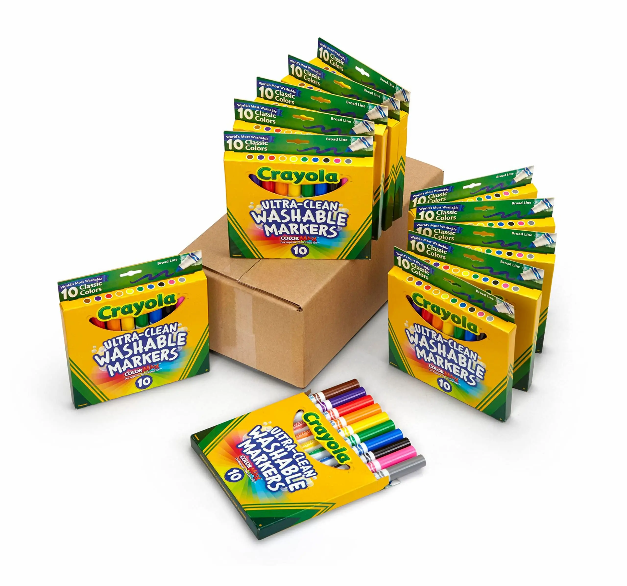 Best Selling 2024 School Supplies Ultra Clean Washable Markers (Box of 12), Bulk Markers for Kids, 10 Wide Line Markers, Easter Basket Fillers for Kids