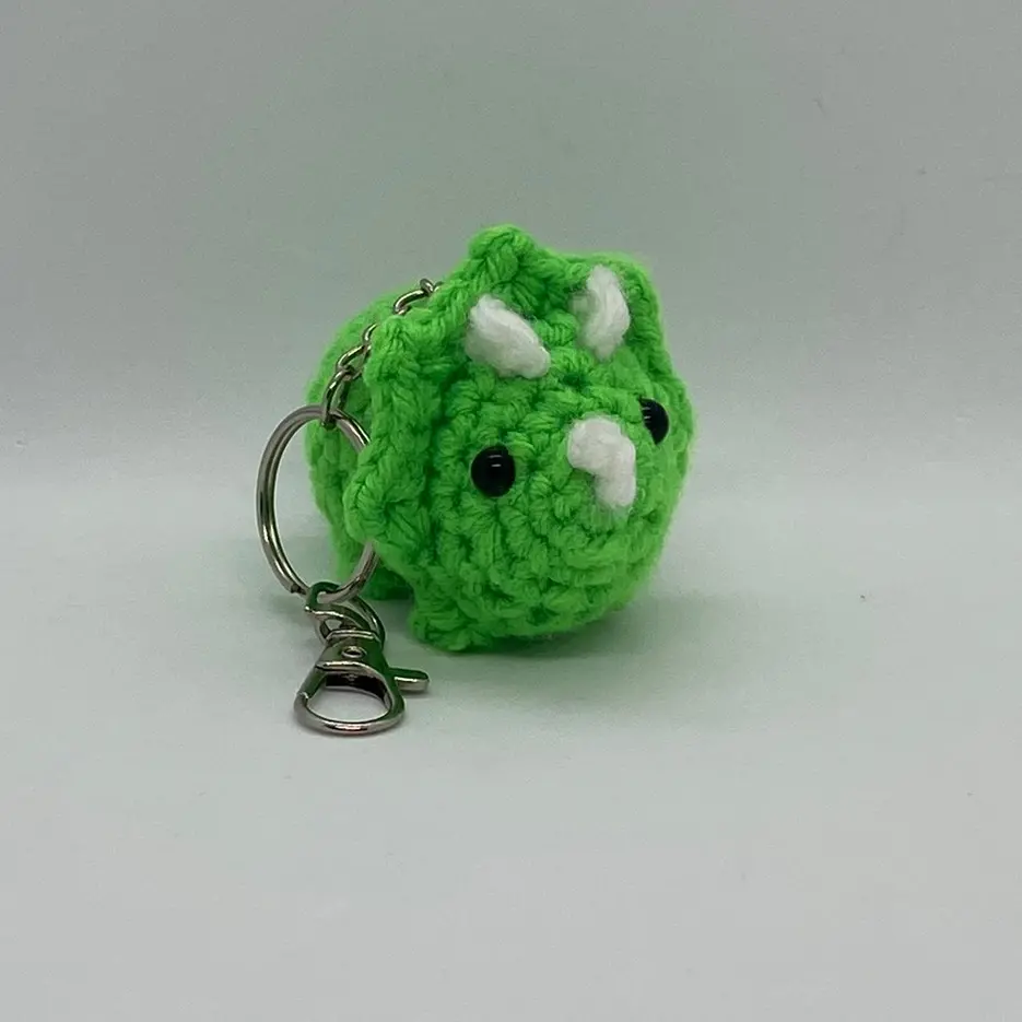 Mini Keychain Triceratops, Crochet Dinosaur, Dino Plushie, Handmade Amigurumi