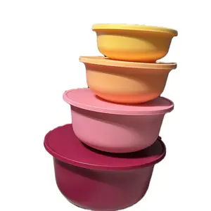 Tupperware Aloha Bowls Set - Vibrant Orange & Pink Stackable Bowls for Everyday Use - 4 Pieces for Serving & Storage - Ideal for Serving Meals & Storing Leftovers