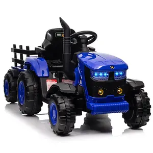 Kids Electric Ride On Toy Tractor,12v Battery-Powered,35W Dual Motors,3-Gear-Shift,Wireless Design & USB, 7 LED Headlights, Remote Control Tractor Toy for Kids 3+ (Blue)