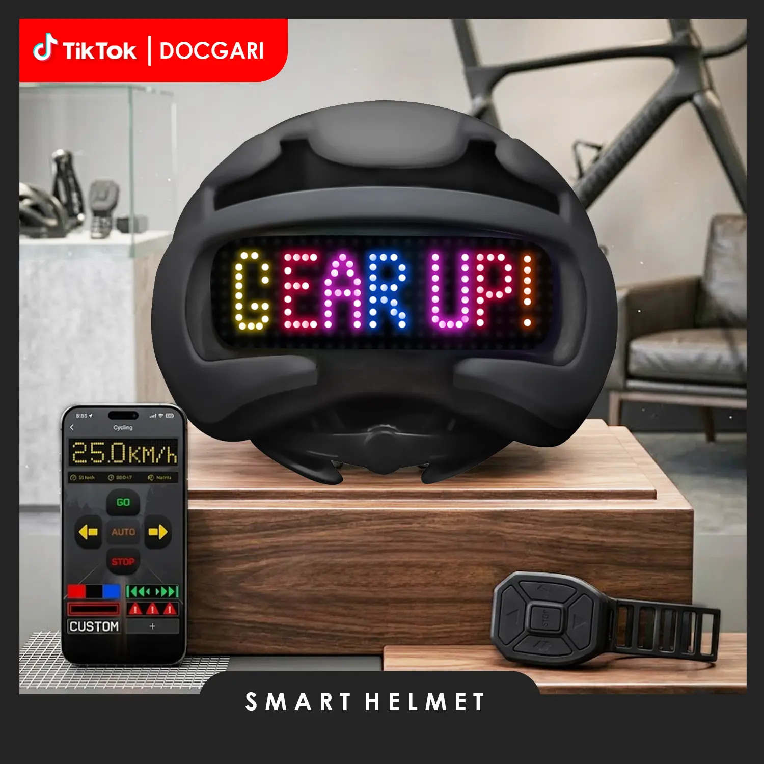 Smart Bike Cycle Helmet for Adults, Lightweight Impact-Resistant Design with Customizable LED Display, Turn Signals, and App & Remote Control, Led Light, Ebike Accessories