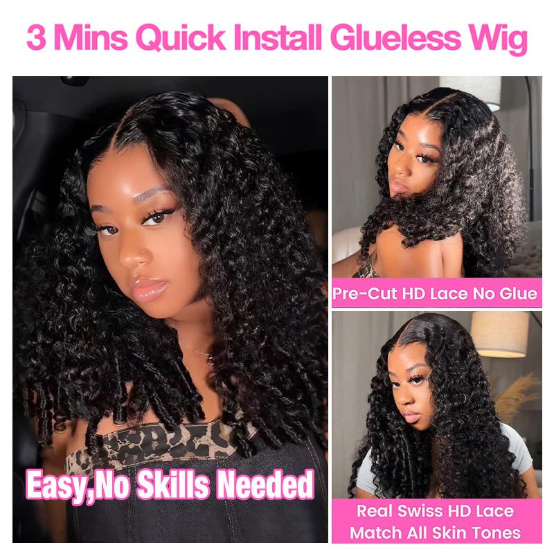 Glueless Ready to Wear Wig Burmese Curly 13x6 HD Lace Frontal Wig Human Hair 200% Density Curly Human Hair Wigs Pre plucked Natural Hairline