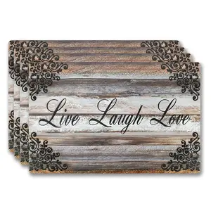 2D flat printing, 2 pieces/4 pieces/6 pieces/8 pieces rectangular placemats, very suitable for indoor and outdoor dining table decoration, washable heat-resistant linen table mats suitable for kitchen tabletops, Kitchen Decorative Placemat
