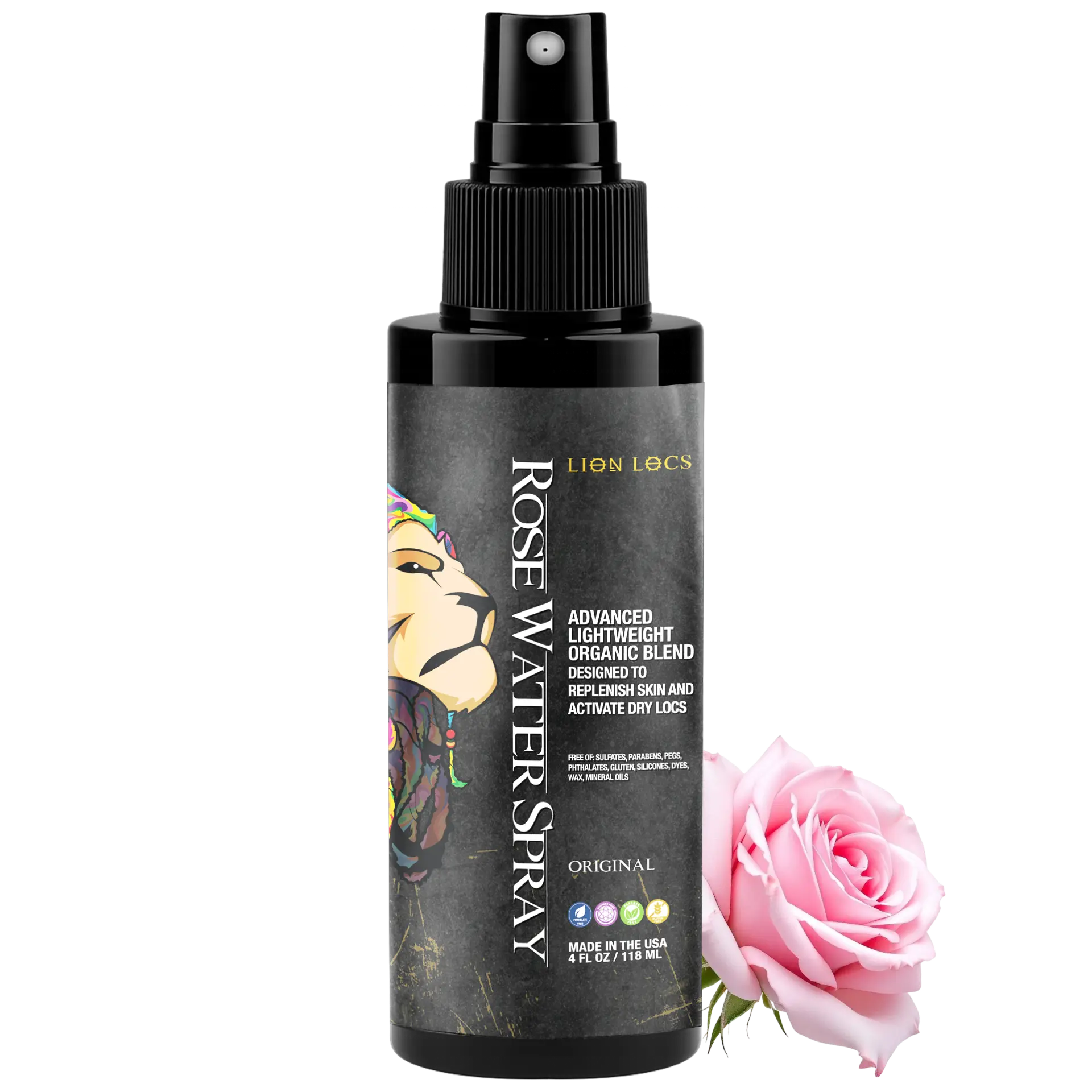 Lion Locs Advanced Rose Water Spray Treatment - Moisturizing Aloe Vera Treatment for Daily Nourishment and Skin Comfort