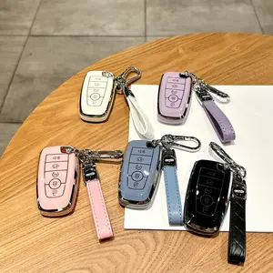 Ford Keychain Protective Case with Keyring, Car Key Accessory, Car Key Holder, Key Fob Protector, Key Fob Shell, Car Interior Accessories, Compatible with Ford Edge Escape Expedition Explorer Fusion Mustang Ranger F-150 F-250