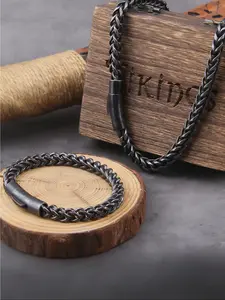 2pc Viking Vintage Men's Bracelet Necklace Set, Men Jewelry, Stainless Steel Chain, Trendy Hip Hop Style, Punk Rock Motorcycle Design, Party Accessory