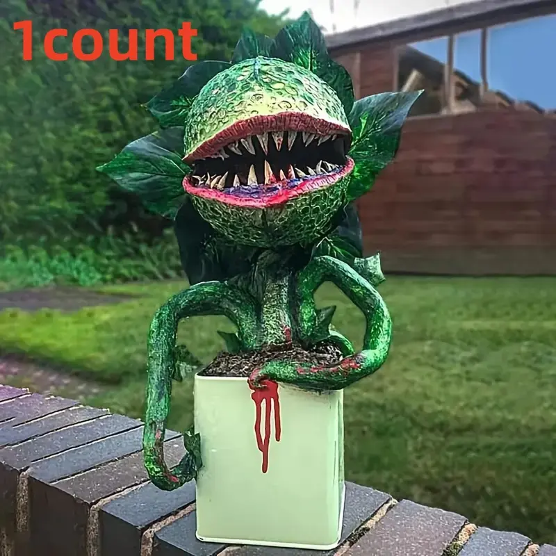 Resin Flower Eating Fish Sculpture, Resin Sculptures, Decorative Garden Ornament, Garden Accessories, Potted Statue, Festival Bar Patio Decor, Outdoor Decoration for Gardens and Courtyards