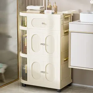 Foldable Multi-Purpose Rolling Cart, 2-Tier Mobile Waterproof Organizer, Stackable Utility Cart for Playroom & Bathroom, All-in-One Storage Solution for Modern Home