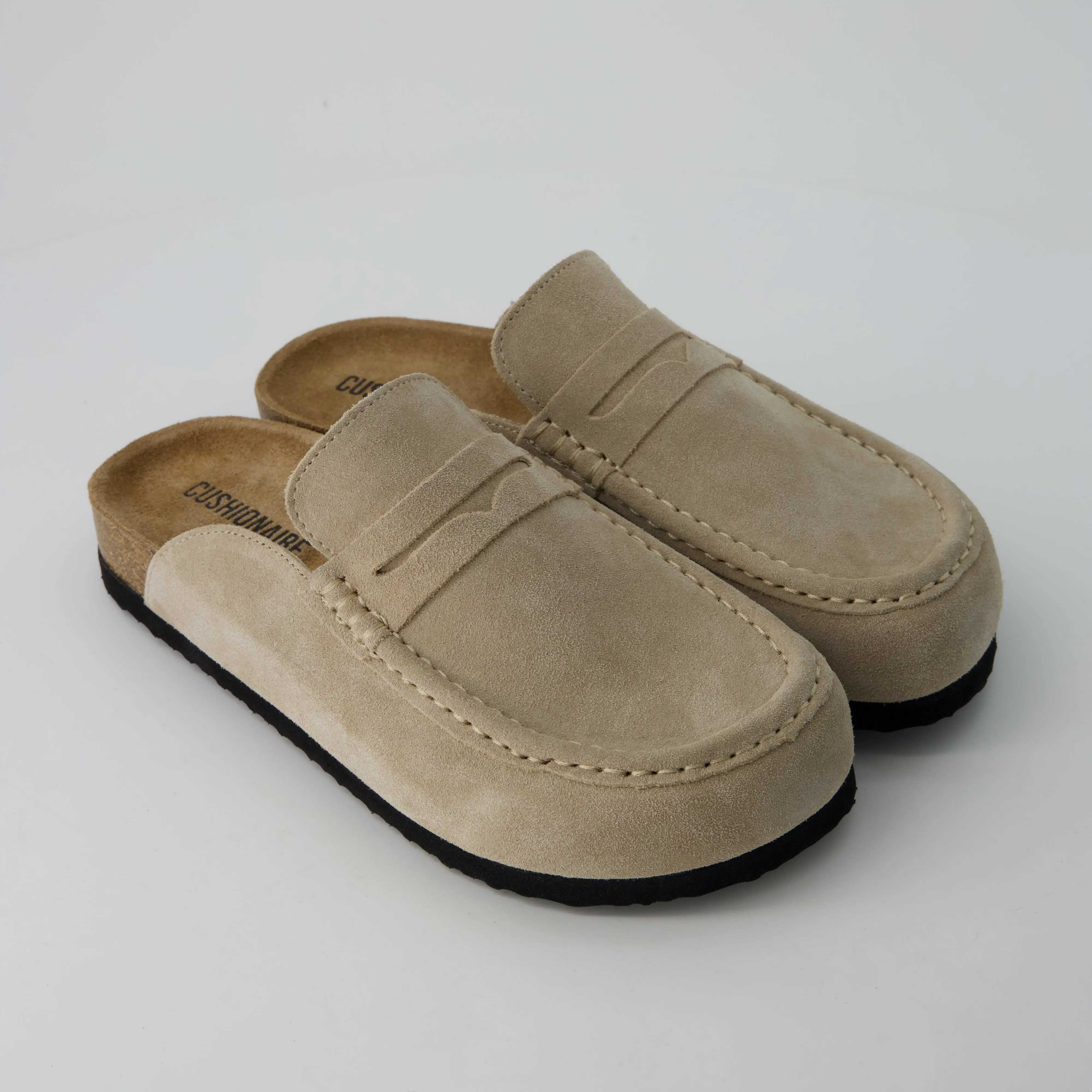 Cushionaire Fondu Genuine Leather Mule Clogs For Women | Slip On Clogs With Penny Strap Accent | Classic Leather Mule Design For Everyday Outfits