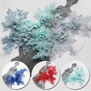 1pc 3D Flower Lace Applique Embroidered Material Trim Floral Appliques For DIY Wedding Dress Veil Accessories, Sewing Fabric Supplies