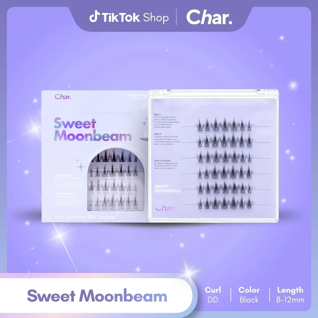 Sweet MoonBeam - Pre glue, Reusable | Wispy Medium Volume Flirtatious| C Curl 8-11mm Length