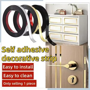 1Cmx5Meters Self-Adhesive Flat Decorative Trim, Vinyl Mirror Wall Sticker Decorative Strip, Self-Adhesive Seam Strips For Wall And Floor Gaps Repair, Suitable For Home Decor, Wallpaper Edging Tape