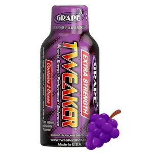 3x Tweaker Energy Extra Strength Grape - Liquid Caffeine Shot Supplement Mental Focus Performance Endurance Refreshing Drink Beverage Morning Wakeup Alertness Endurance Booster Active Lifestyle Workout Gym Exercise 2oz 3ct Unit Bulk Lot