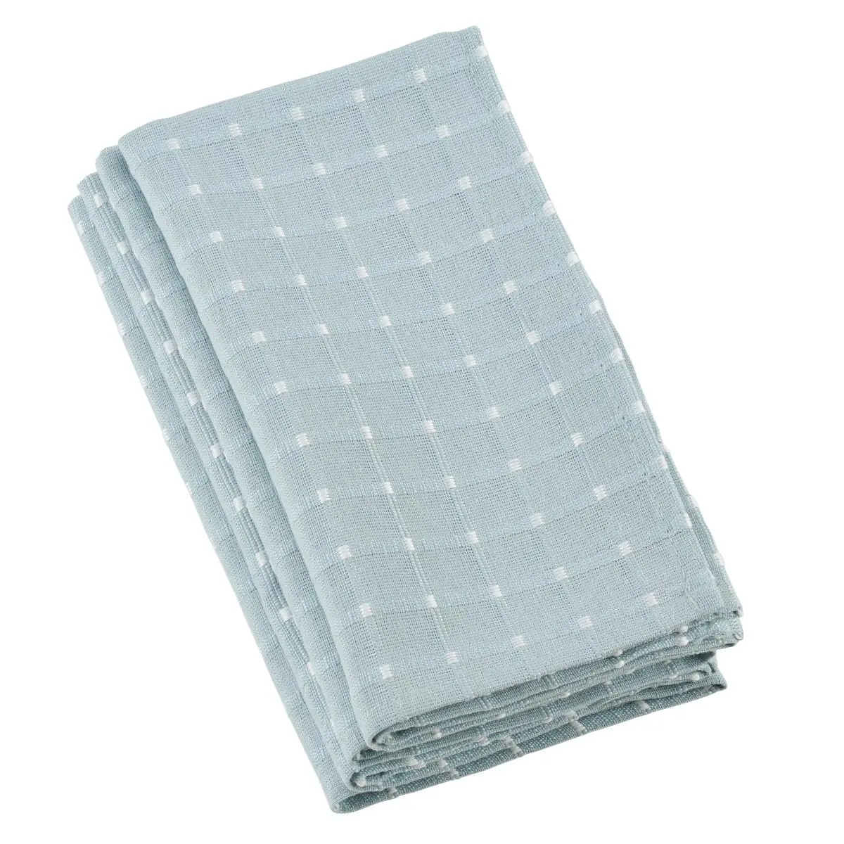SARO 2136.A20S Stitched Line Design Cotton Blend Tableware Napkins - Aqua, Set of 4, Casual Dining, Four Pieces