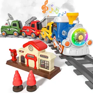 MORECOLL Train Set for Toddlers w/Steam, Music & Lights - First Choo Choo Train for Toddlers, Electric Train Set for Kids, Magnetic Train Toys, Christmas Birthday Gifts for Boys Girls