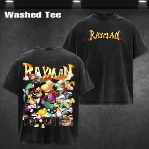 Vintage Video Games 'Rayman' Washed Tee 100% Premium Cotton Oversized Fit Pre-Washed Unisex Classic Top American Made