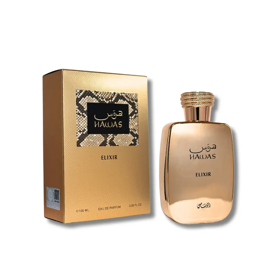Rasasi Hawas Elixir Men's Eau De Parfum (EDP) - 3.38 fl oz Arabic Inspired Scent, Long-Lasting Aromatic Amberwood Men's Fragrance with Bergamot Amber Musk, Spearmint Notes for Adults, Signature Scent, 3 To 3.9 Fl Oz, Contains Alcohol, Citrus