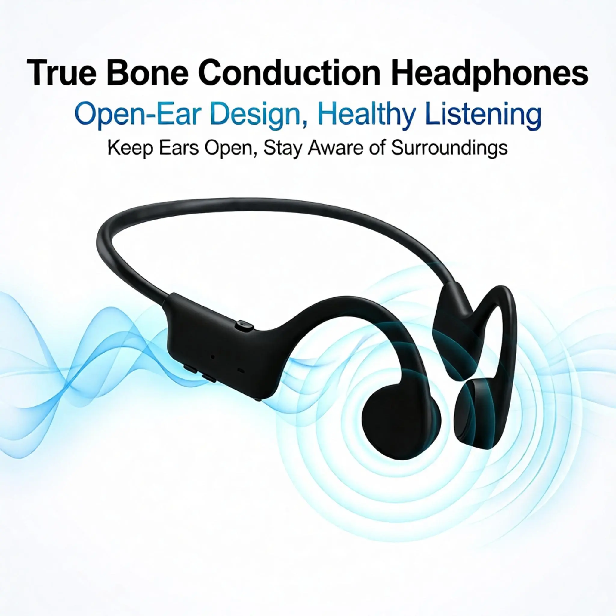 Open-Ear Bone Conduction Headphones, Bluetooth 5.3, IP55 Waterproof, Stereo Sports Wireless Earphones with Stable Connection for Running, Cycling, Alloy Build, Compatible with Android Devices