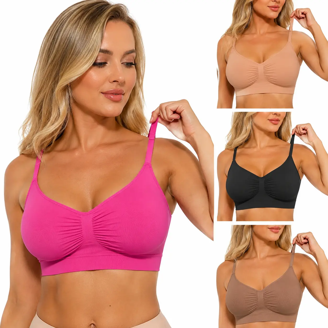Muse Closet Women's Wireless Bra Comfort Bralettes No Underwire Unlined Cami Bra Seamless Tshirt Bras Sports Bra Bralette Basic Comfortable Fit Womenswear Everyday Up to 44DD Summervibes vrcomfy jelly wireless woman