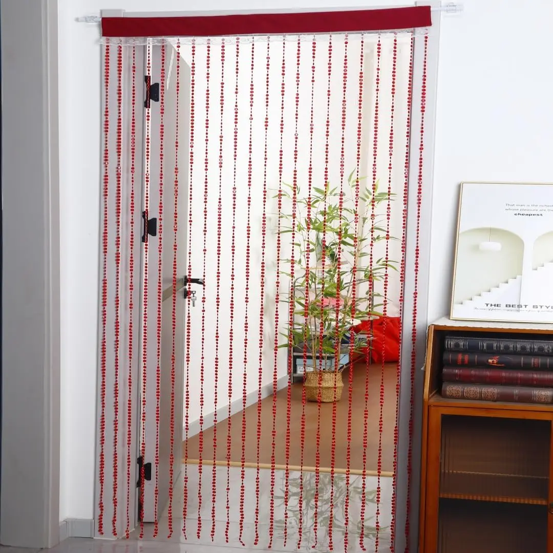 Beaded Curtain Door Curtain 36 x 79 Inches 22 Strands   Door Beads Room Divider for Doorway Window Living Room Bedroom Wall Closet  Decor ( Red,1 Panel)