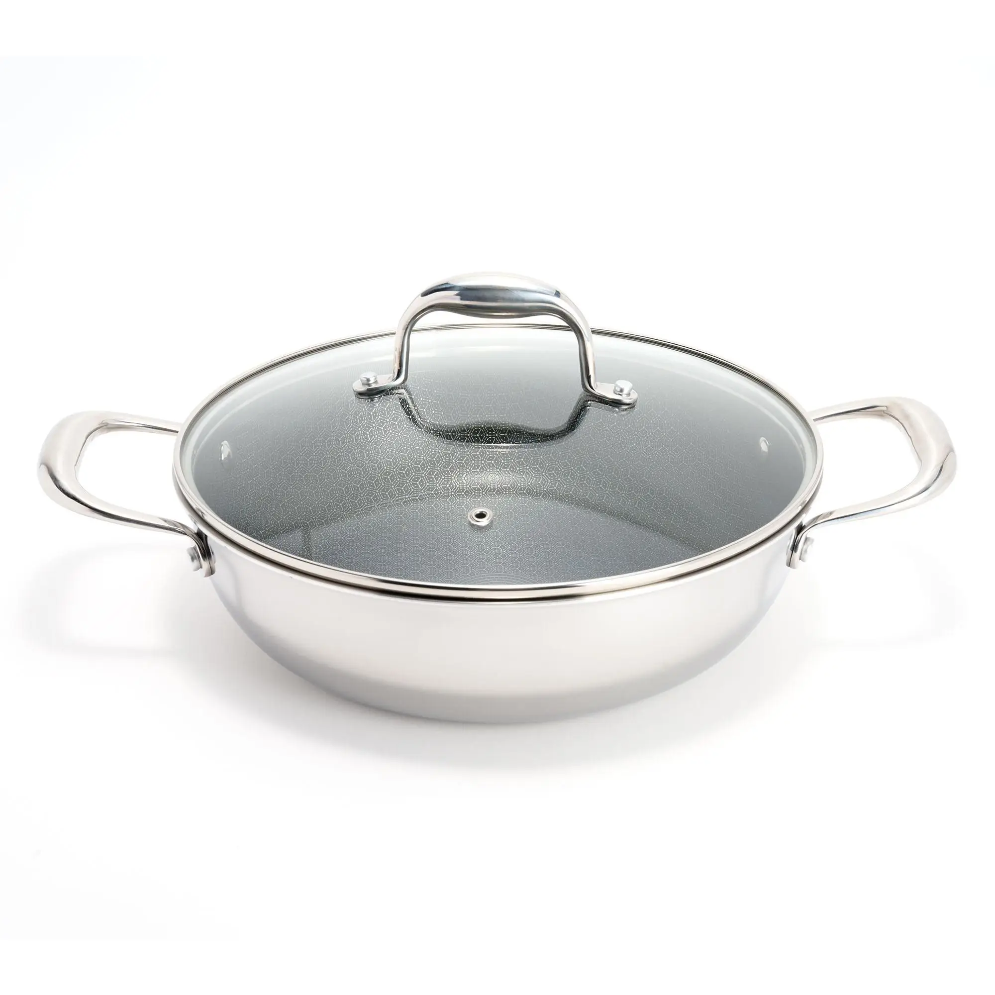 Fabio Viviani 3.5-qt Tri-Ply S/S Ceramic Nonstick Etched Sauteuse w/ Lid