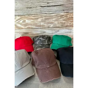 Cotton Distressed Baseball Hat in Several Colors
