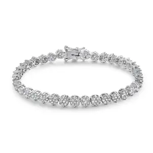 VVS Diamond Tennis Bracelet White Gold Flower Bracelet